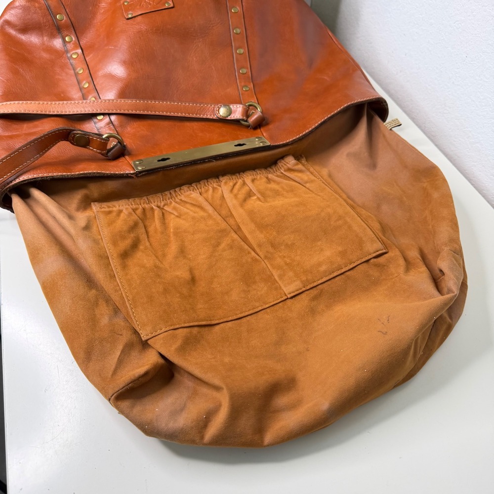 Patricia Nash Benvenuto Tote Bag Cognac Leather Studded Brass Heritage Academia - Picture 7 of 16